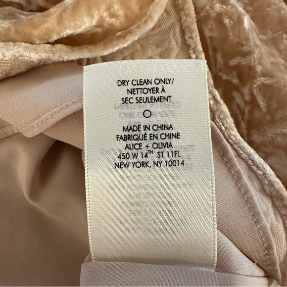 Alice + Olivia Fierra Crushed Velvet Cream Gold Tank Mini Dress Sz L Retail $295 - Picture 7 of 10